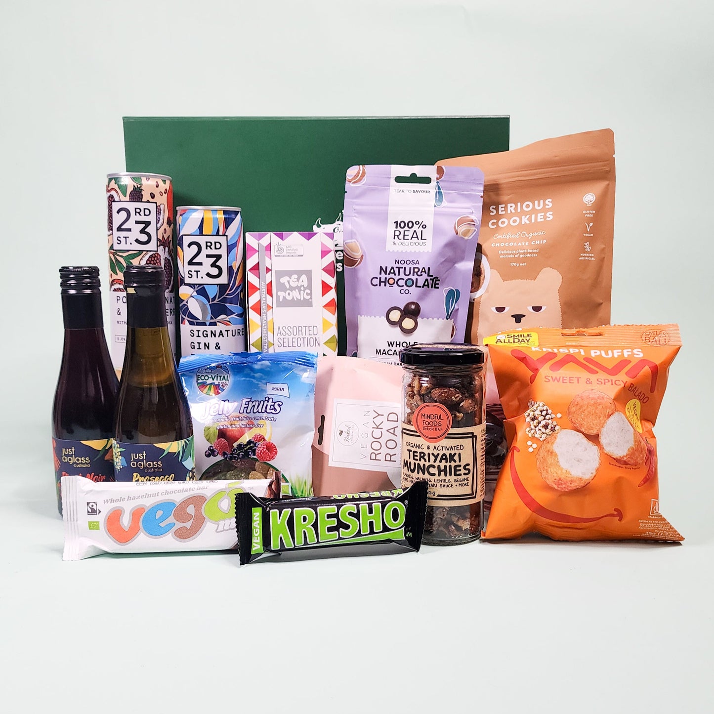 Mini bar hamper with snacks and alcohol