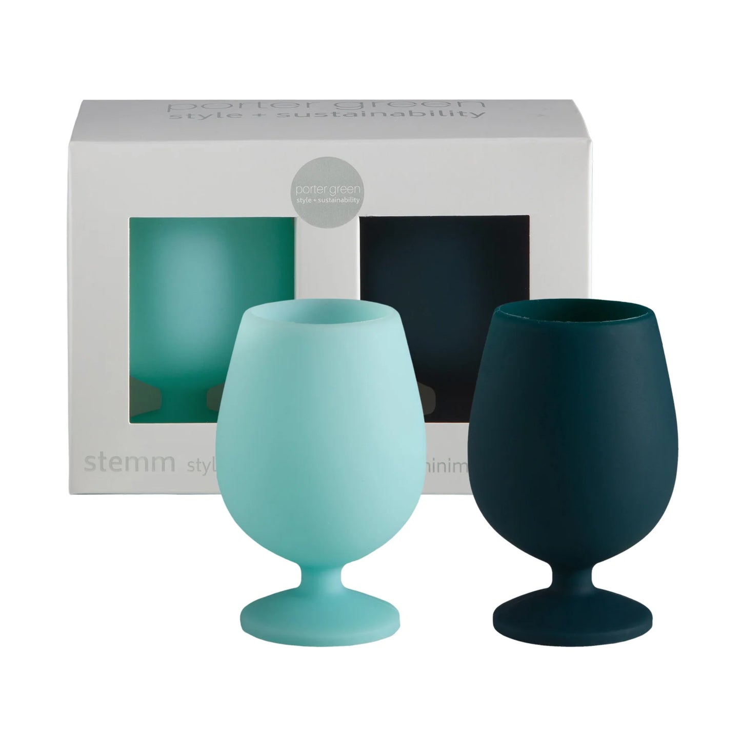 Porter Green Mist + Ink | Stemm | Silicone Unbreakable Wine Glasses