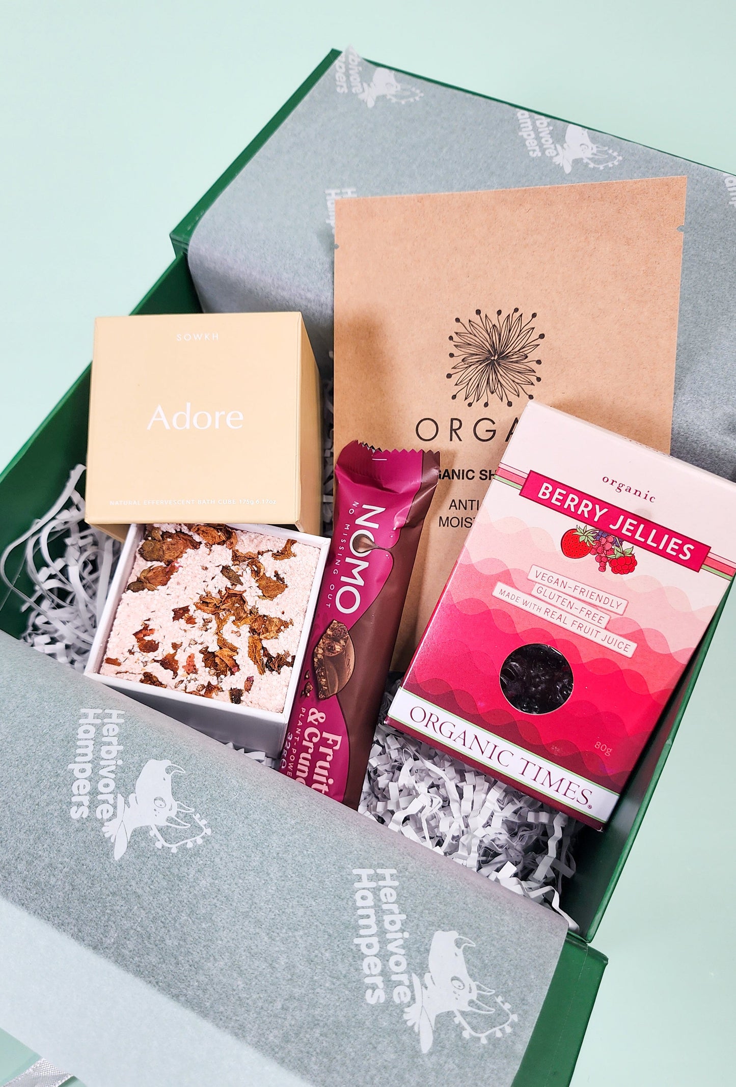 open hamper box with luxury gift items