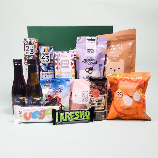 Mini bar hamper with snacks and alcohol